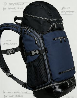 کیسه ورزشی فضای باز پلی استر ضد آب با نوارهای بازتابنده و 5 محفظه برای باشگاه و سفر