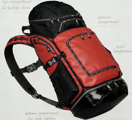 کوله پشتی ورزشی با پنل توری مخصوص فضای باز، ساخته شده از پلی استر ضد آب و نوارهای بازتابنده برای باشگاه و سفر